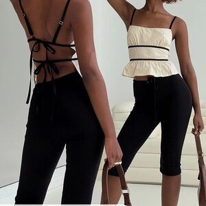 Princess Polly Cream and Black Top Size: US 0